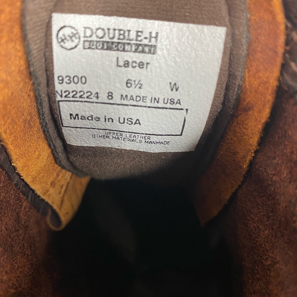 Women’s Double H Lacer 120 Plus Brown Leather Fringe Boots Sz 6.5 - Picture 14 of 15